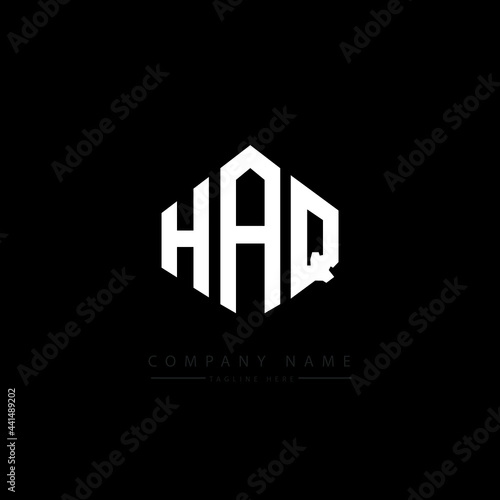 HAQ letter logo design with polygon shape. HAQ polygon logo monogram. HAQ cube logo design. HAQ hexagon vector logo template white and black colors. HAQ monogram. HAQ business and real estate logo.  photo
