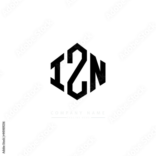 IZN letter logo design with polygon shape. IZN polygon logo monogram. IZN cube logo design. IZN hexagon vector logo template white and black colors. IZN monogram. IZN business and real estate logo. 