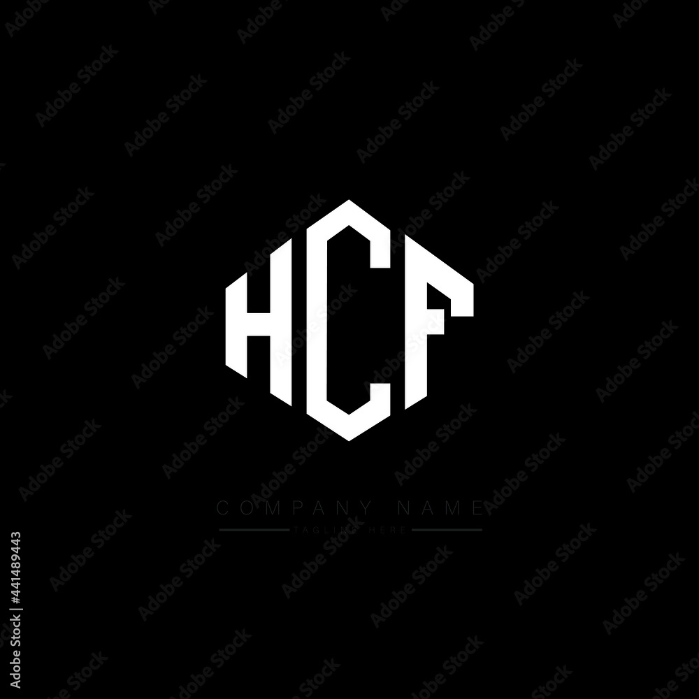 HCF letter logo design with polygon shape. HCF polygon logo monogram