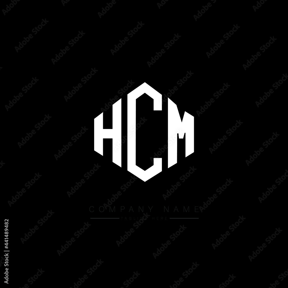 HCM letter logo design with polygon shape. HCM polygon logo monogram. HCM cube logo design. HCM hexagon vector logo template white and black colors. HCM monogram. HCM business and real estate logo. 