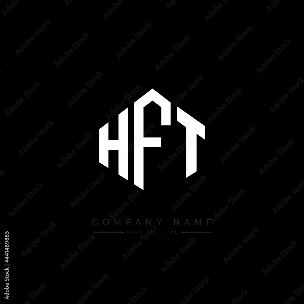HFT letter logo design with polygon shape. HFT polygon logo monogram. HFT cube logo design. HFT hexagon vector logo template white and black colors. HFT monogram. HFT business and real estate logo. 