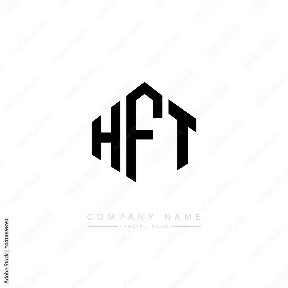 HFT letter logo design with polygon shape. HFT polygon logo monogram