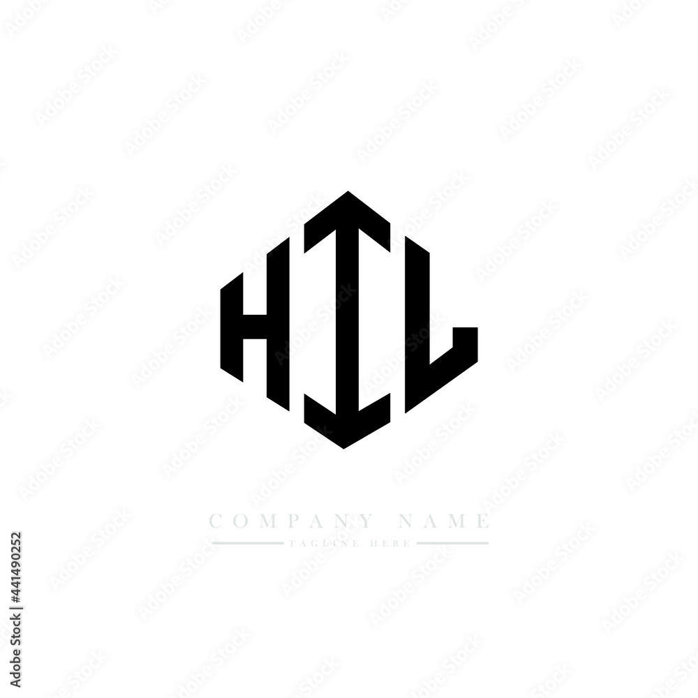 HIL letter logo design with polygon shape. HIL polygon logo monogram. HIL cube logo design. HIL hexagon vector logo template white and black colors. HIL monogram. HIL business and real estate logo. 