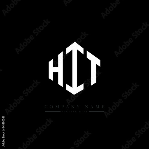 HIT letter logo design with polygon shape. HIT polygon logo monogram. HIT cube logo design. HIT hexagon vector logo template white and black colors. HIT monogram. HIT business and real estate logo. 