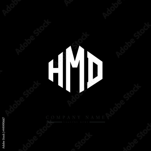 HMD letter logo design with polygon shape. HMD polygon logo monogram. HMD cube logo design. HMD hexagon vector logo template white and black colors. HMD monogram. HMD business and real estate logo.  © mamun25g