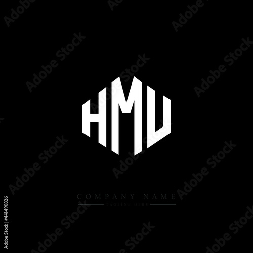 HMU letter logo design with polygon shape. HMU polygon logo monogram. HMU cube logo design. HMU hexagon vector logo template white and black colors. HMU monogram. HMU business and real estate logo. 
