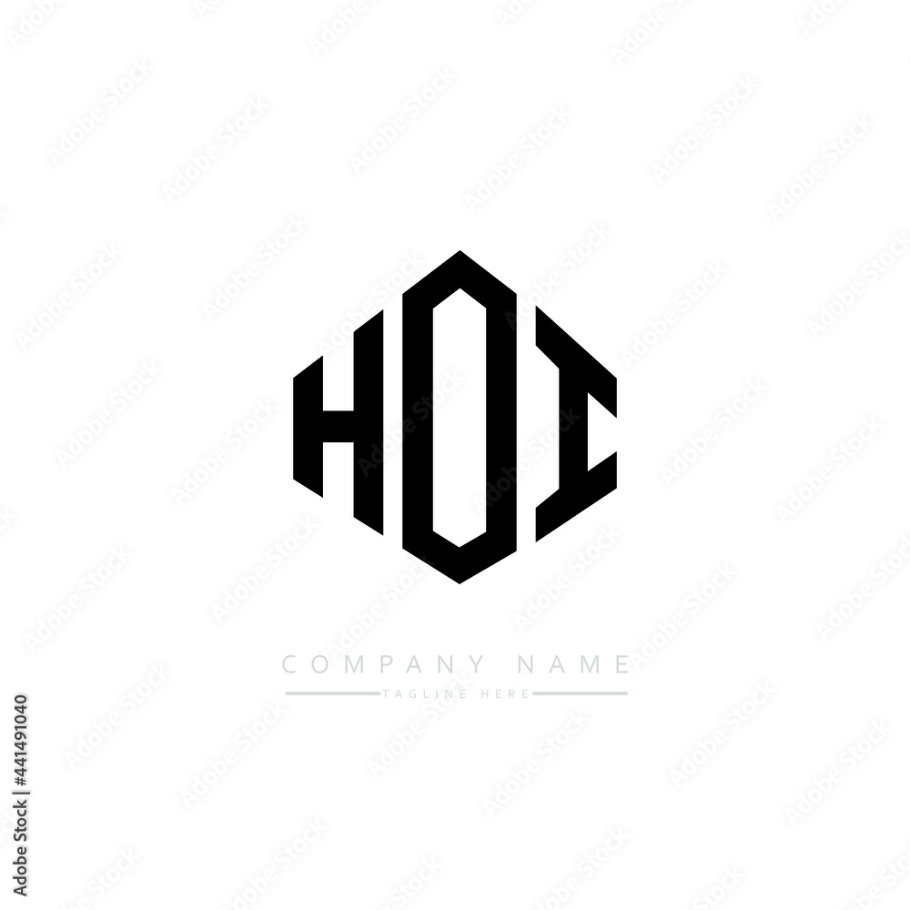 HOI letter logo design with polygon shape. HOI polygon logo monogram. HOI cube logo design. HOI hexagon vector logo template white and black colors. HOI monogram. HOI business and real estate logo. 