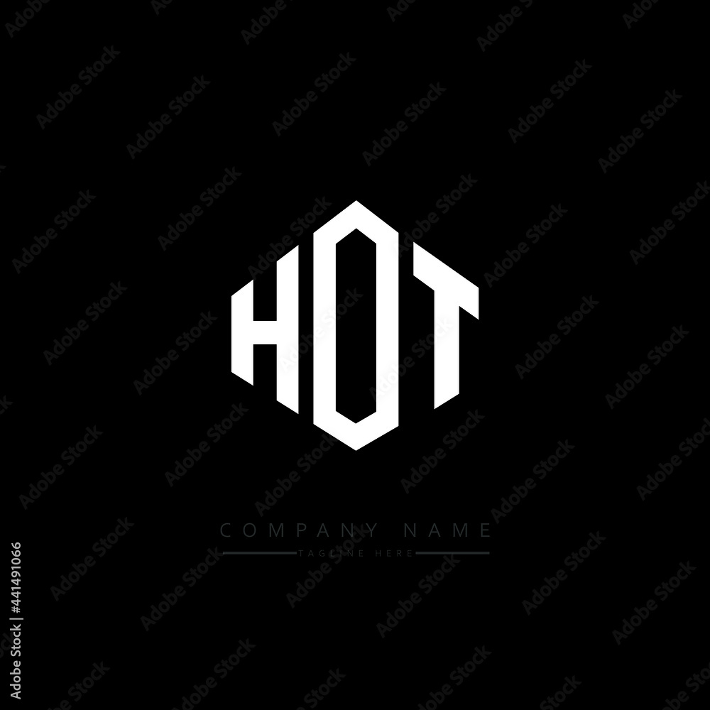 HOT letter logo design with polygon shape. HOT polygon logo monogram. HOT cube logo design. HOT hexagon vector logo template white and black colors. HOT monogram. HOT business and real estate logo. 