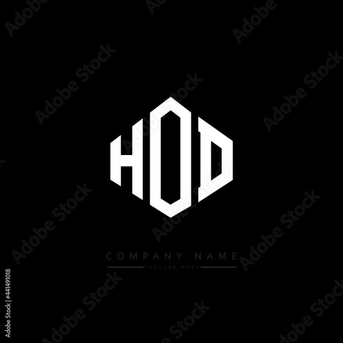 HOD letter logo design with polygon shape. HOD polygon logo monogram. HOD cube logo design. HOD hexagon vector logo template white and black colors. HOD monogram. HOD business and real estate logo. 