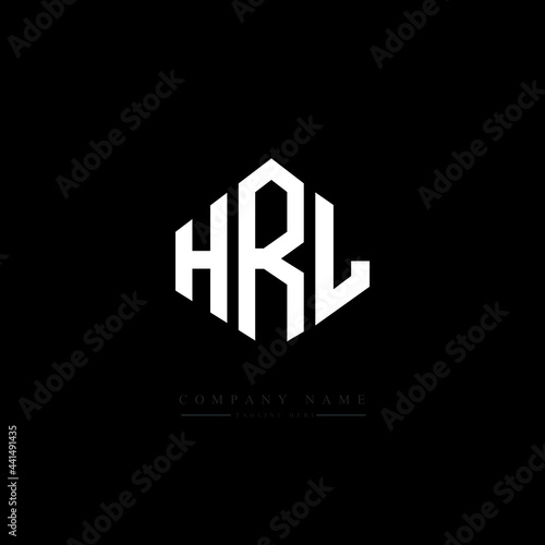 HRL letter logo design with polygon shape. HRL polygon logo monogram. HRL cube logo design. HRL hexagon vector logo template white and black colors. HRL monogram. HRL business and real estate logo. 