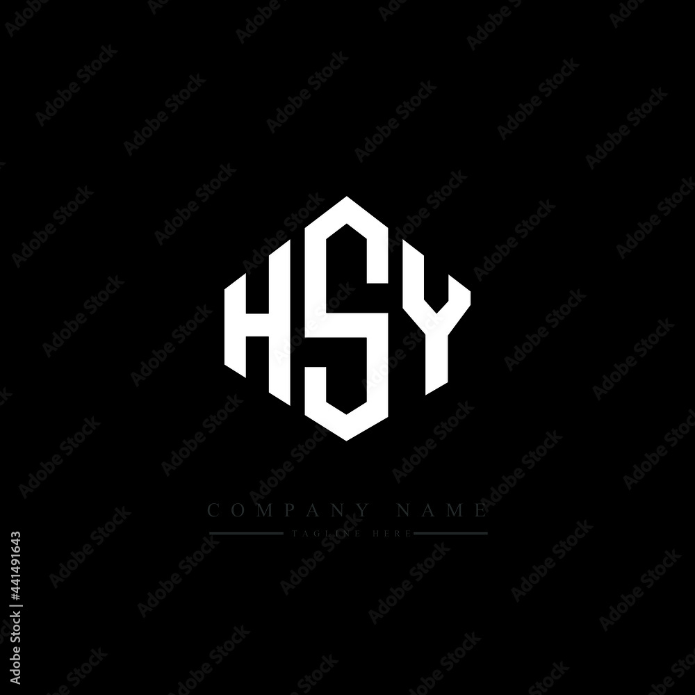 Obraz premium HSY letter logo design with polygon shape. HSY polygon logo monogram. HSY cube logo design. HSY hexagon vector logo template white and black colors. HSY monogram. HSY business and real estate logo. 
