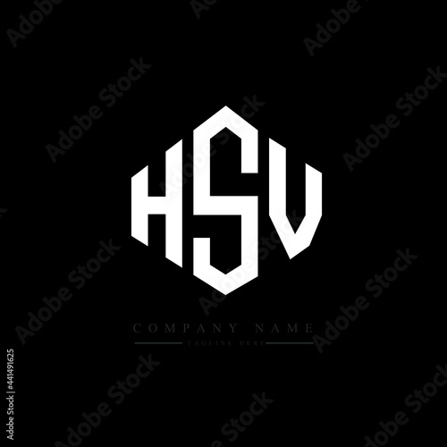 HSV letter logo design with polygon shape. HSV polygon logo monogram. HSV cube logo design. HSV hexagon vector logo template white and black colors. HSV monogram. HSV business and real estate logo.  photo