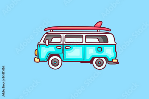 car sticker icon hand drawn doodle isolated on blue background