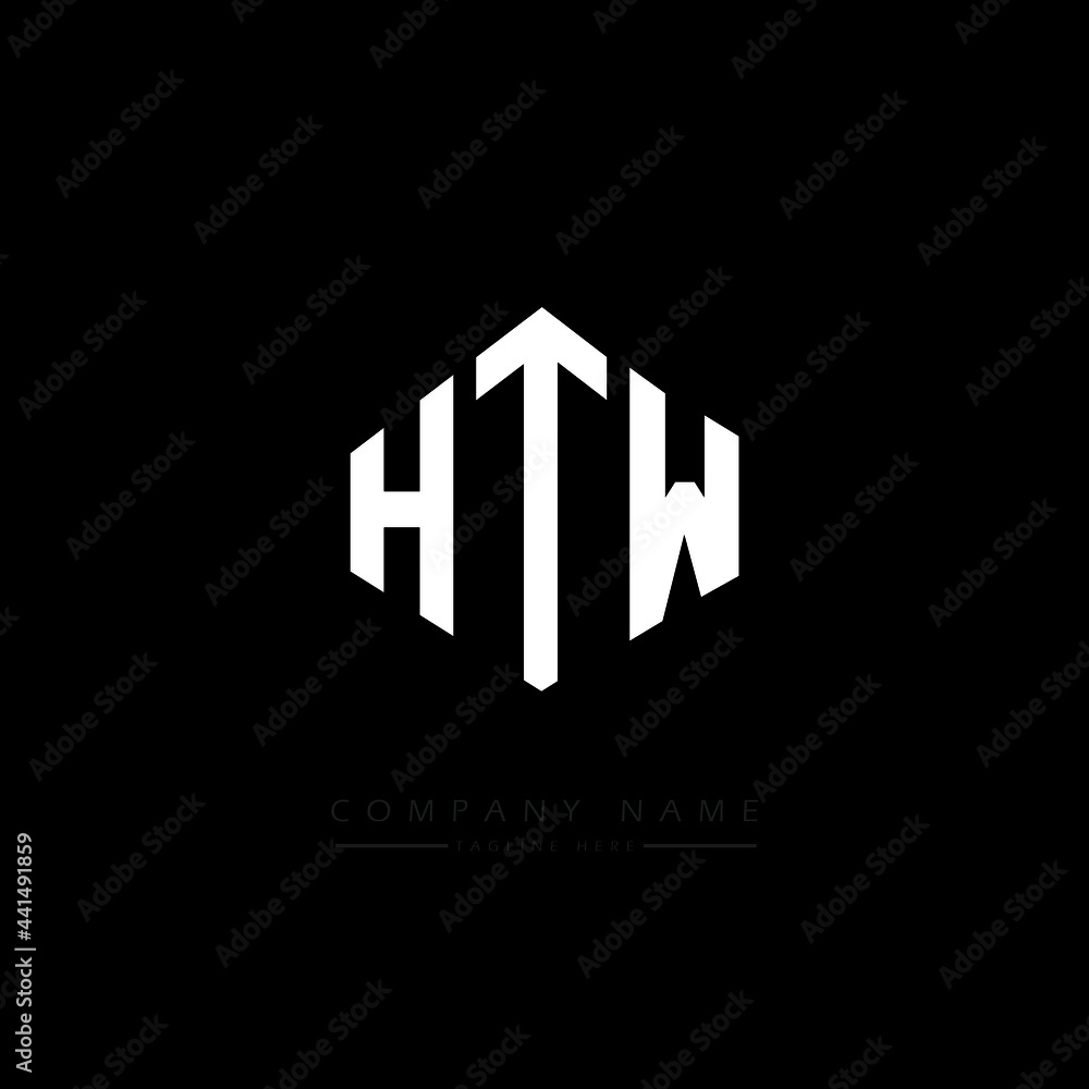 HTW letter logo design with polygon shape. HTW polygon logo monogram. HTW cube logo design. HTW hexagon vector logo template white and black colors. HTW monogram. HTW business and real estate logo. 