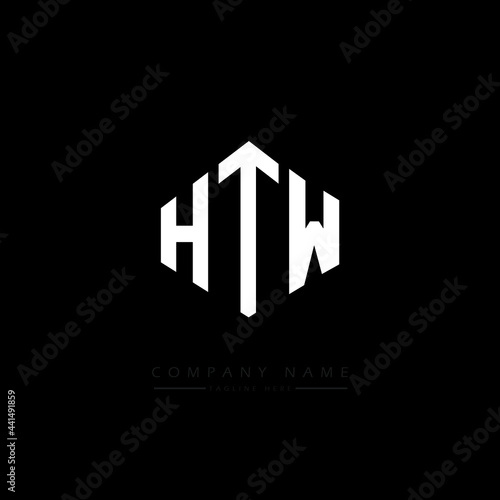 HTW letter logo design with polygon shape. HTW polygon logo monogram. HTW cube logo design. HTW hexagon vector logo template white and black colors. HTW monogram. HTW business and real estate logo.  © mamun25g