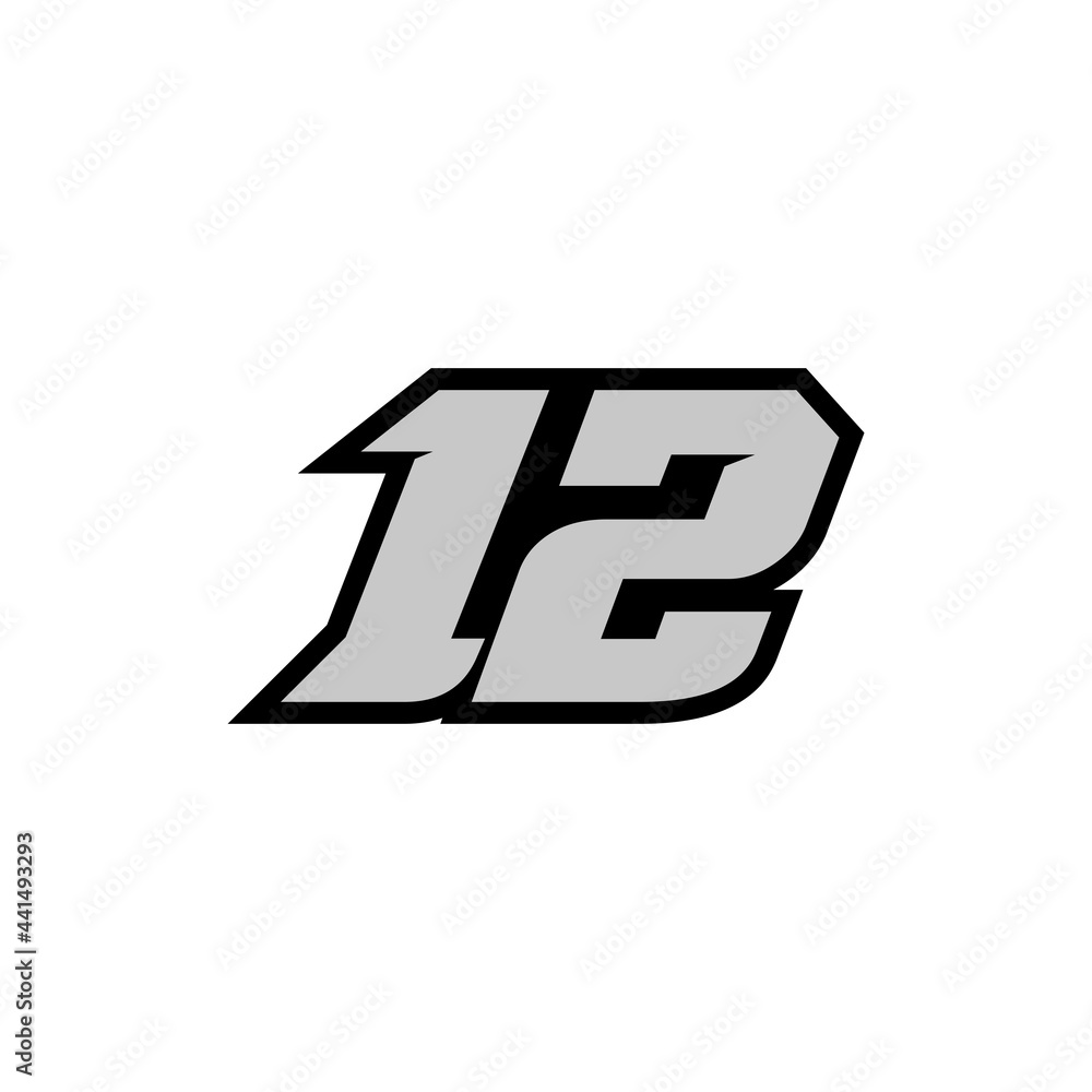 Racing star number 12 isolated on white background Stock Vector Adobe