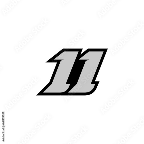 Racing star number 11 isolated on white background