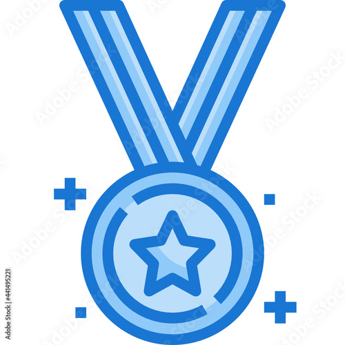 medal blue line icon