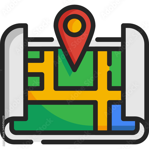 map pointer color line icon photo