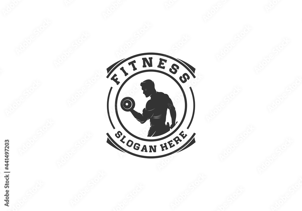 Fototapeta premium Fitness Gym logo design template in white background