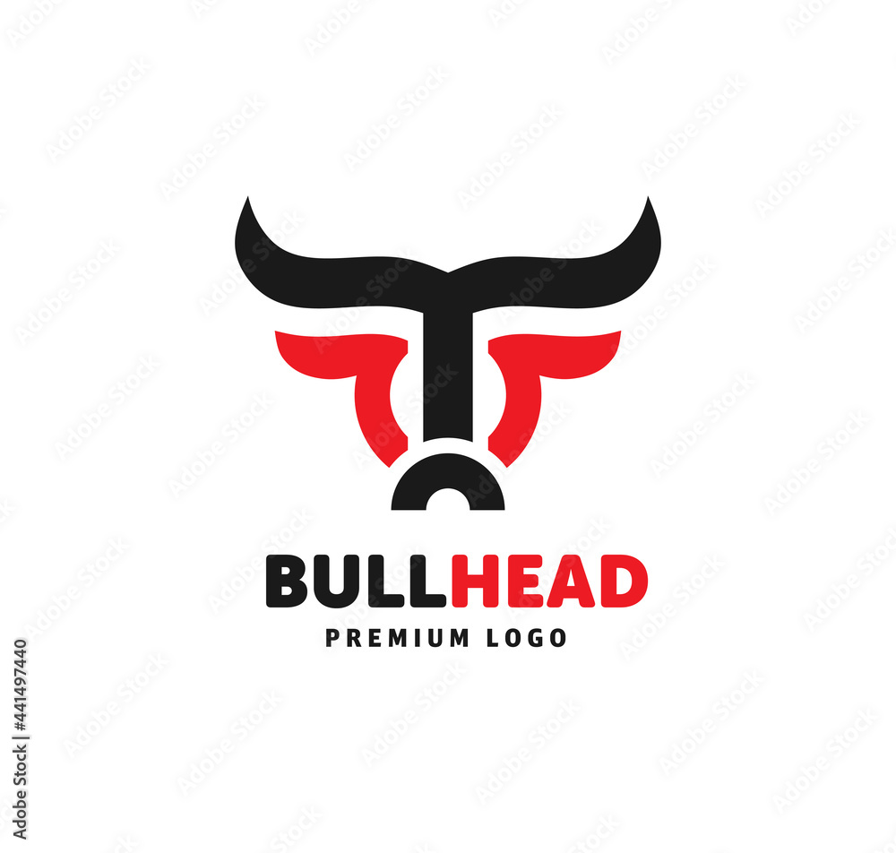 abstract simple Bull head vector logo concept illustration, Buffalo head logo, Bull head logo abstract simple Bull head vector logo concept illustration, Buffalo head logo, Bull head logo