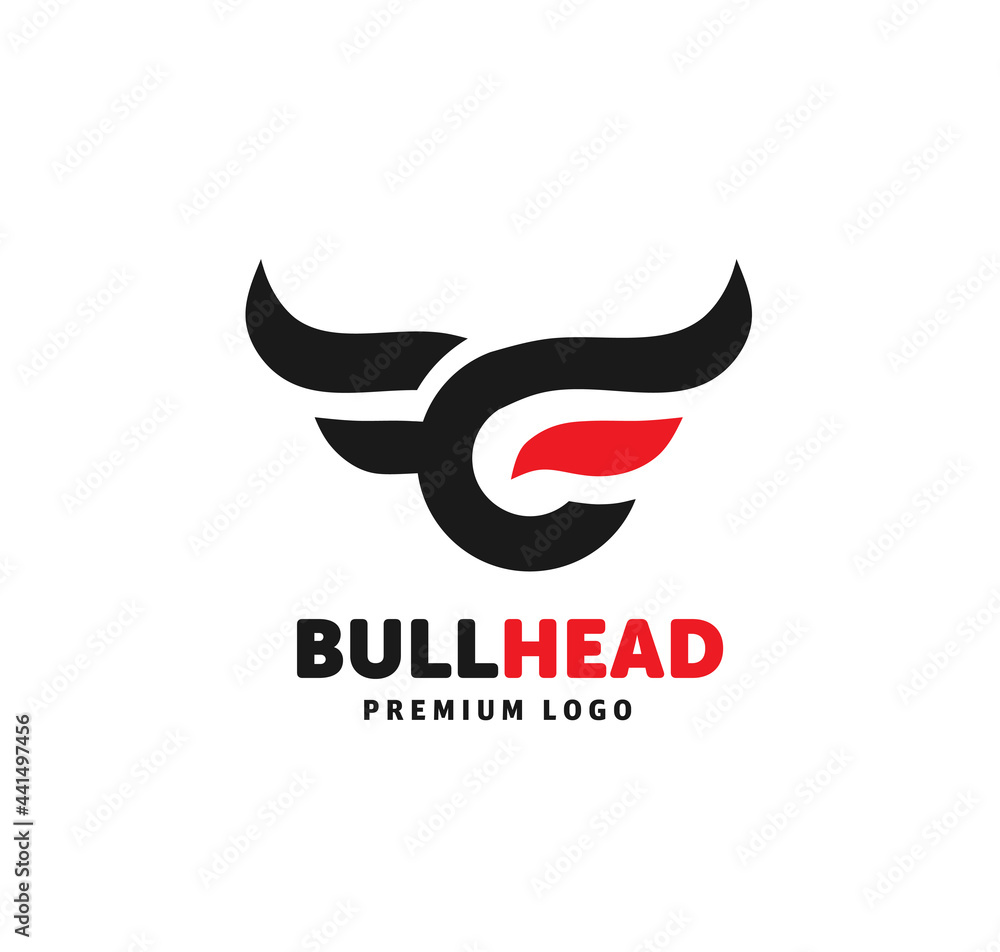 abstract simple Bull head vector logo concept illustration, Buffalo head logo, Bull head logo abstract simple Bull head vector logo concept illustration, Buffalo head logo, Bull head logo