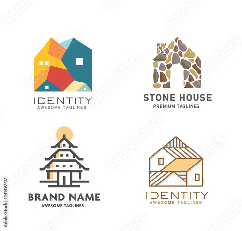 Set of modern real estate building logo design vector collection concept.