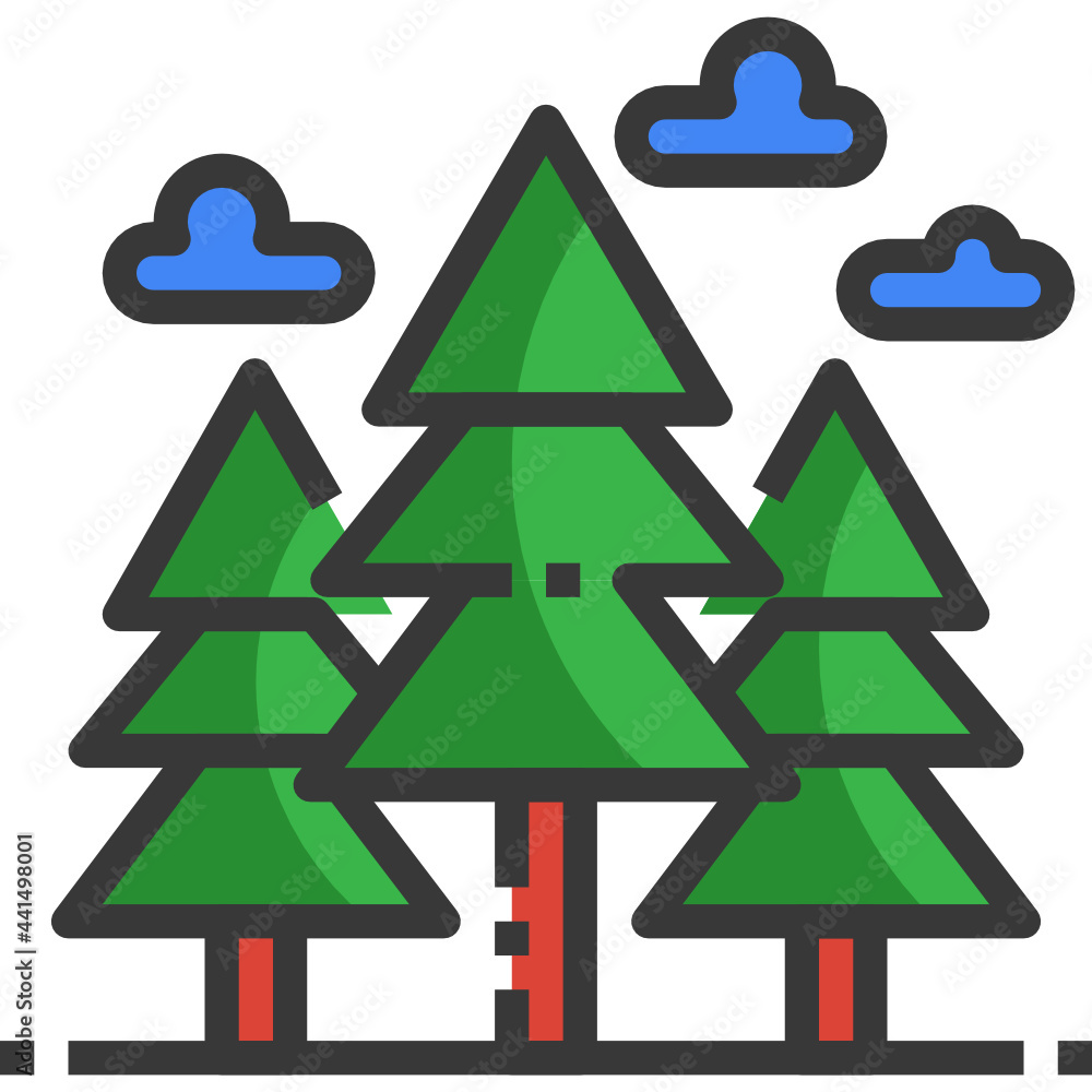 Fototapeta premium woodland color line icon