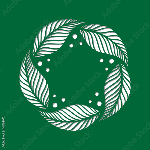 Leaves wreath cut out stencil. Cutting template.