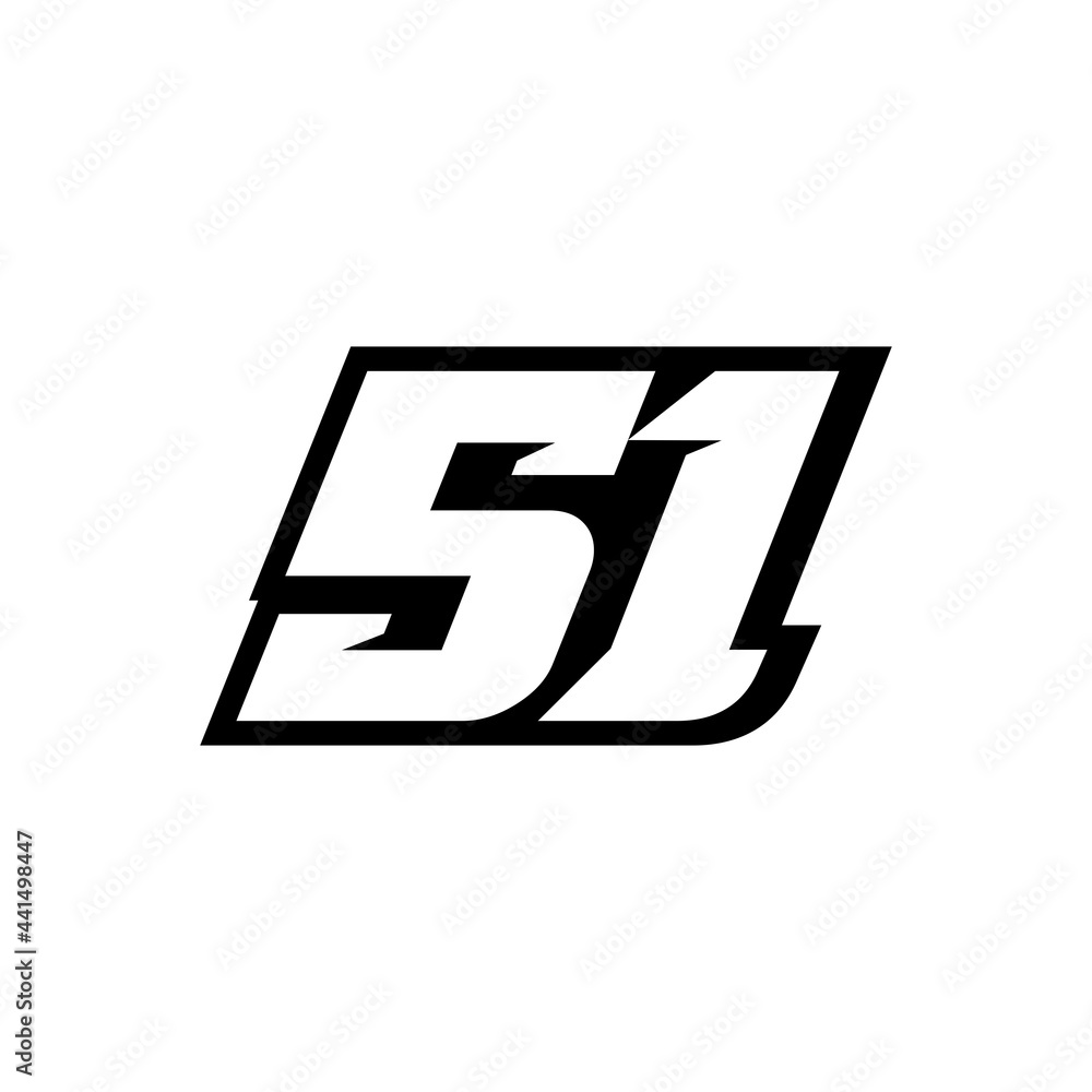 51 Number Racing star isolated on white background 51 Number Racing star isolated on white background