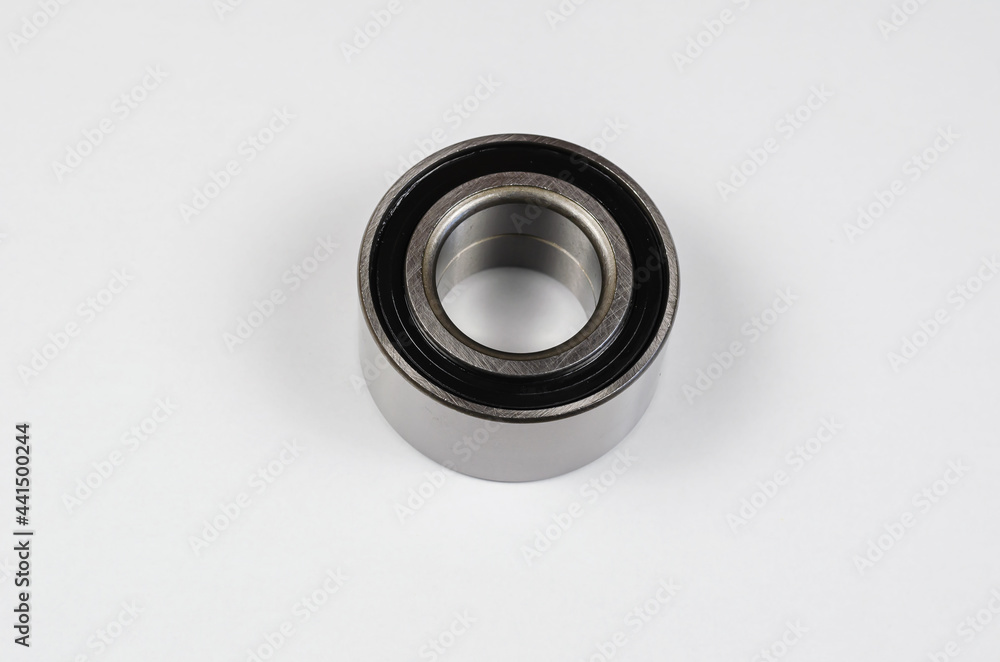 Hub bearing on white background. New Silver front hub bearing of the car. Auto parts, consumables. Hub bearing on white background. New Silver front hub bearing of the car. Auto parts, consumables.