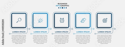 Vector Infographic design business template with icons and 5 options or steps. Can be used for process diagram, presentations, workflow layout, banner, flow chart, info graph