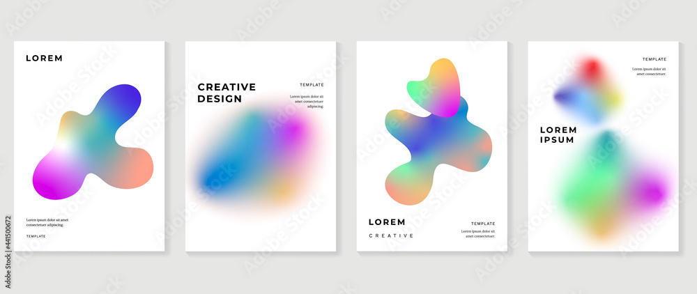 Creative cover design vector set. Geometric cover design, Abstract art design with colorful watercolor background. Can be use for poster, wall arts, magazine,  brochure , banner and website.