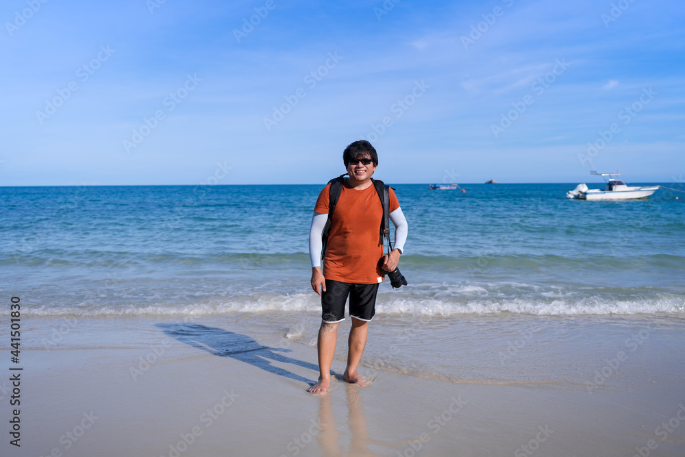 adventure, age, alone, asian, backpack, beach, beautiful, beauty, blue, camera, coast, free time, freedom, fun, happy, healthy, jogger, journey, landscape, leisure, lifestyle, male, man, nature, ocean