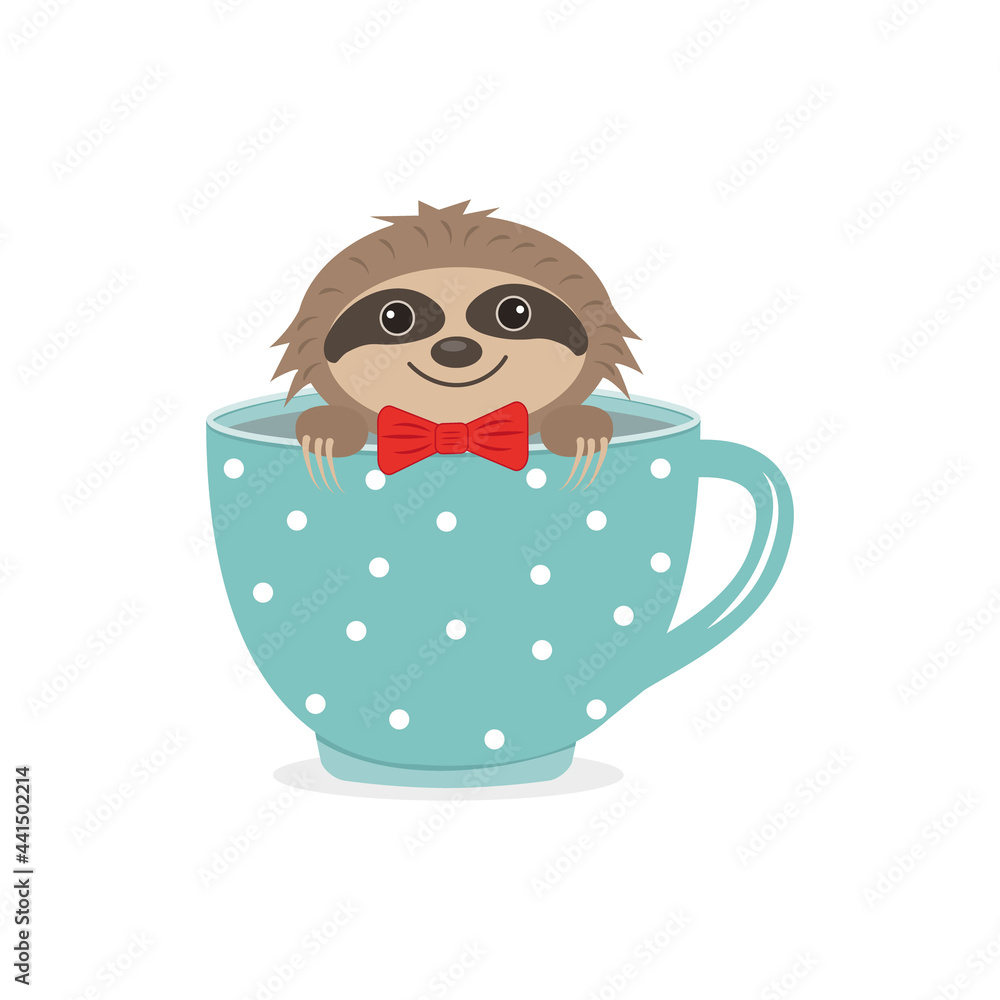Cute Sloth character, Color isolated vector illustration