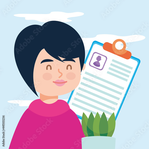 woman with cv curriculum