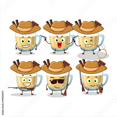 Cool cowboy eggnog cartoon character with a cute hat