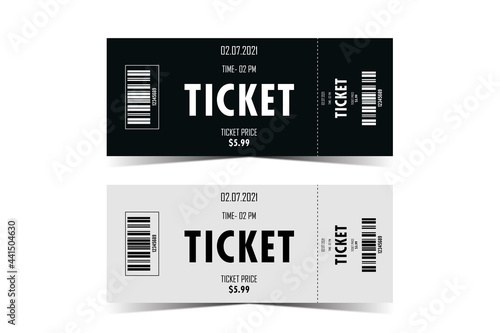 Two, pair vector ticket isolated isolated on white background.