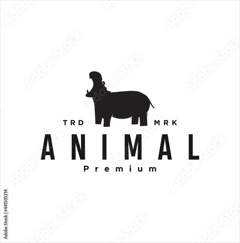 Hippopotamus hippo Mouth black logo icon designs vector silhouette illustration. symbol mascot flat design