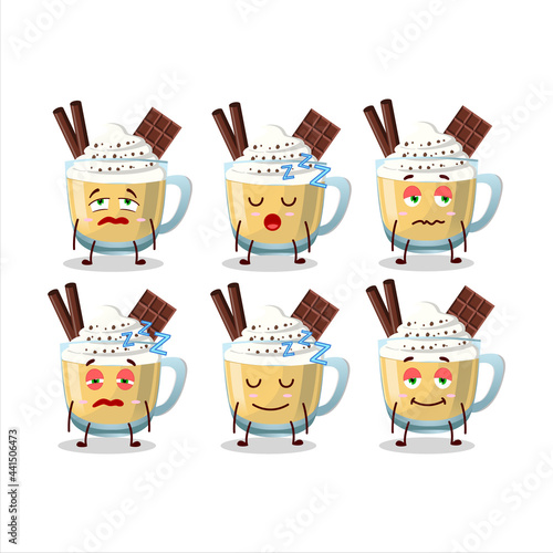 Cartoon character of eggnog with sleepy expression