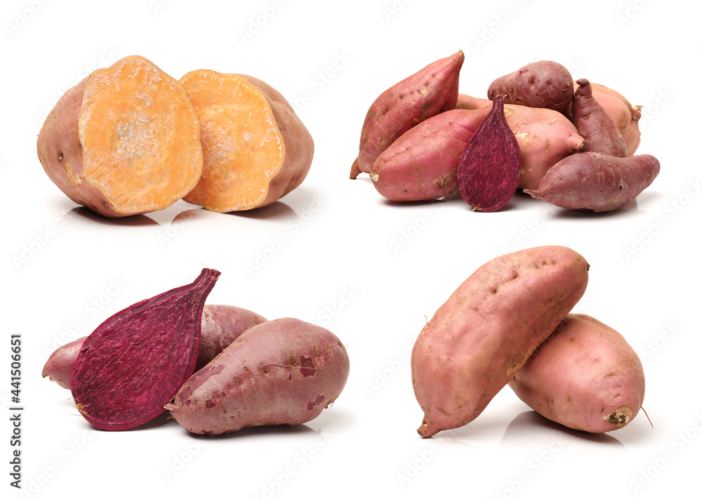 sweet potatoes on the white background sweet potatoes on the white background