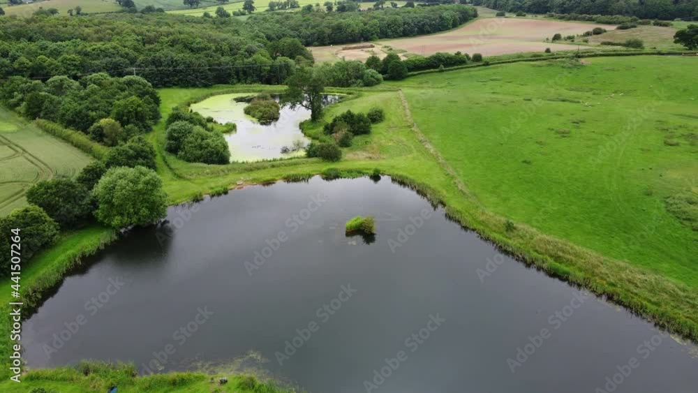 An aerial view of small fishing pools in the Worcestershire countryside, ENgland. An aerial view of small fishing pools in the Worcestershire countryside, ENgland.