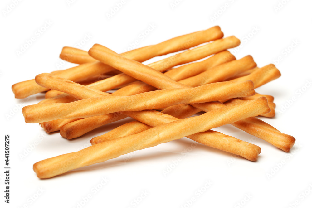 bread sticks on white background