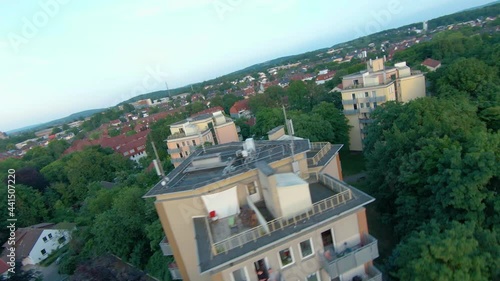 Panoramic View Of The Cityscape Of Osnabrück In Northwestern Germany.  aerial photo