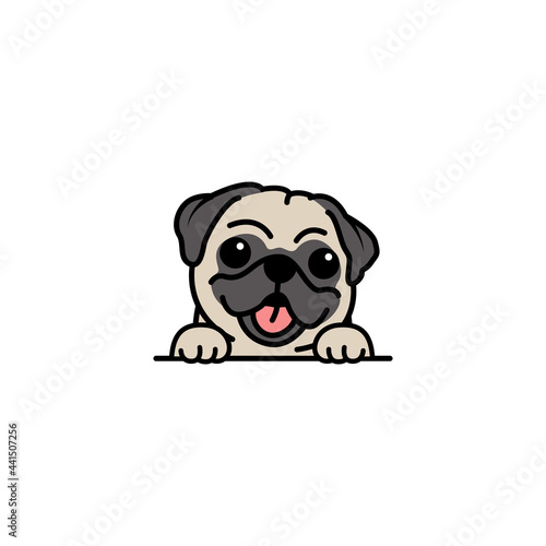 Tela Cute pug dog cartoon, vector illustration
