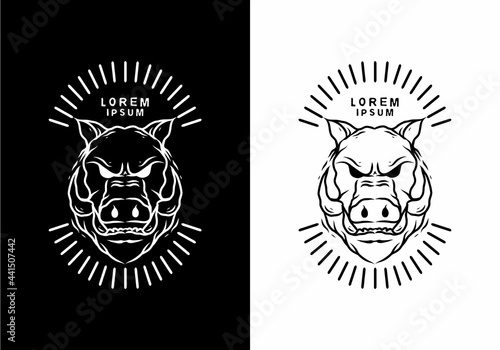 Black and white of boar head badge