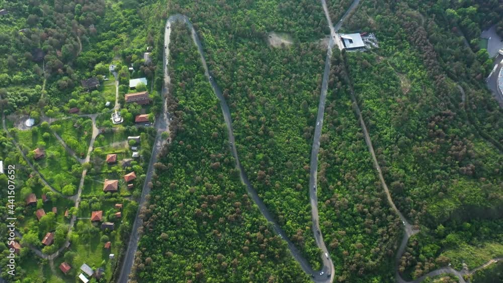 Mountain Switchback Roads In The Georgian Capital City Of Tbilisi. aerial Mountain Switchback Roads In The Georgian Capital City Of Tbilisi. aerial