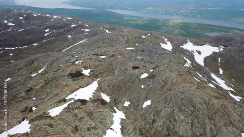 Toppstugan in Åre summertime. On the top of Åreskutan filmed with a drone in 4K. photo