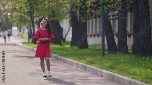 Wallpaper Mural young woman is enjoying good weather and freedom at summer vacation Torontodigital.ca