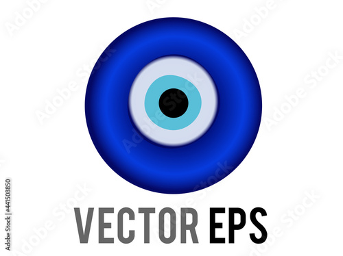 Vector Nazar Amulet blue eye shaped icon, senses of looking, charms, envy, jealousy in Turkey culture
